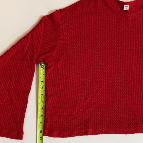 EUC! OLD NAVY L/S OVERSIZED WARM THERMAL CROP SHIRT Red Lightweight Sweater XXL - Picture 10 of 10